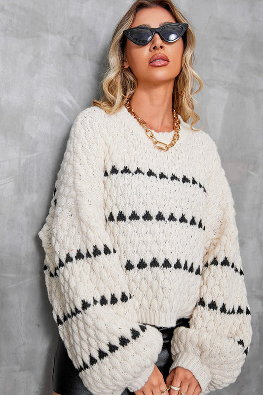 Vintage Striped Round Neck Knit Sweater