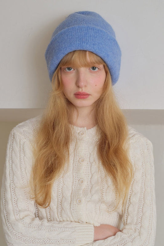 Solid Color Wool Blend Double Layer Seamless Thick Knitted Hat