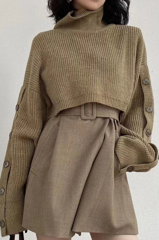 Vintage Turtleneck Crop Knit Sweater