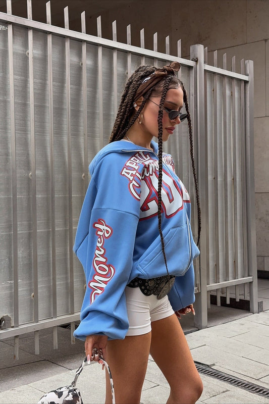 Heavyweight Printed Zip Up Hoodie