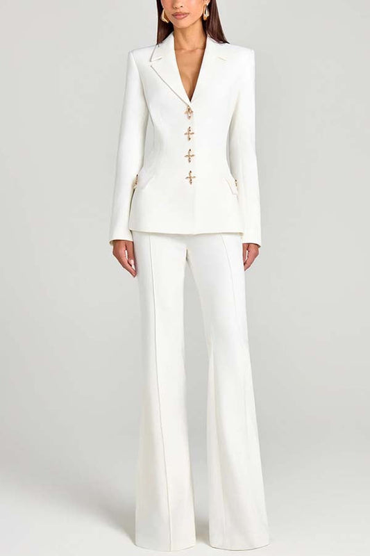 Metal Button Long Sleeve Blazer