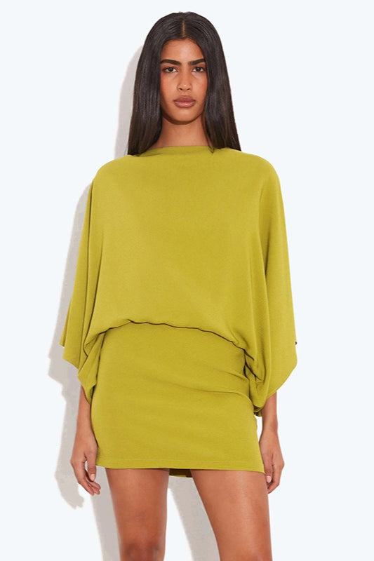 Chic Back Deep V Cowl Neck Loose Mini Dress