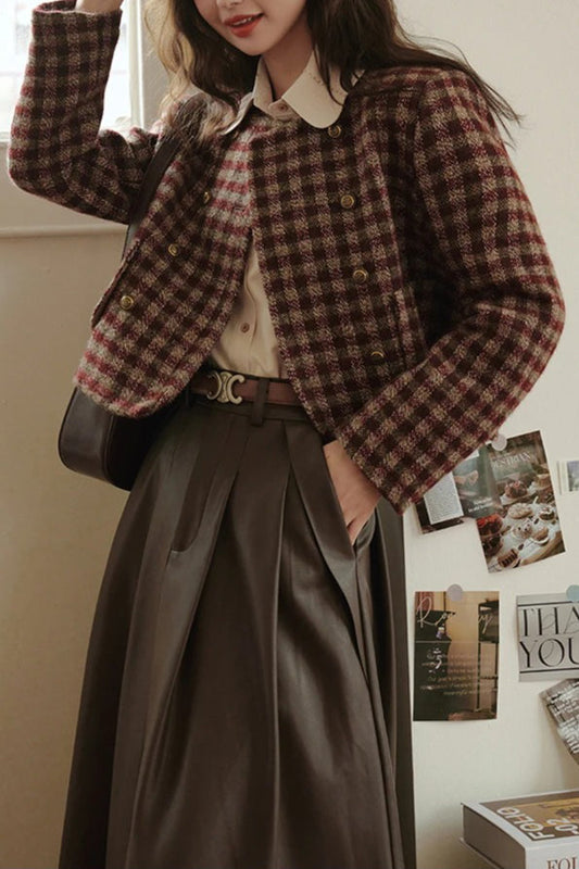 Vintage Plaid Single Breasted Jacket