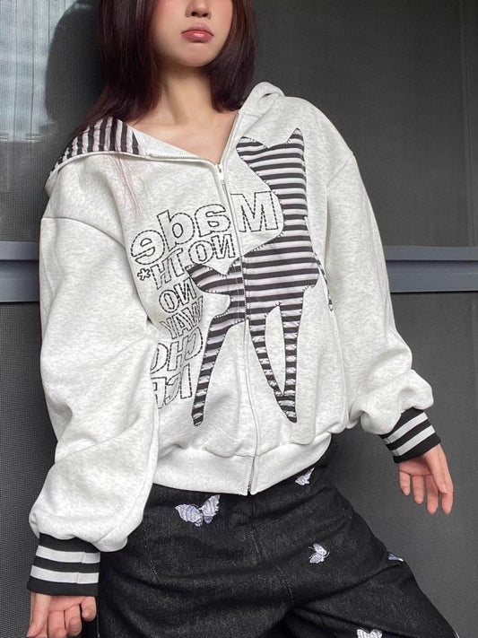 Vintage Deer Patchwork Hoodie