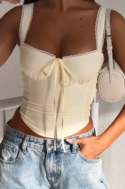 Elegant Sexy Versatile Lace Trim Cami Top