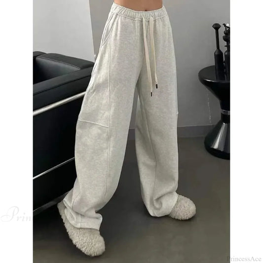 Basic Oversized Y2K Women Sweatpants Pants white / S