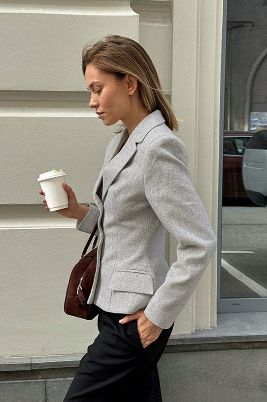 Vintage Slim Fit Gray Blazer