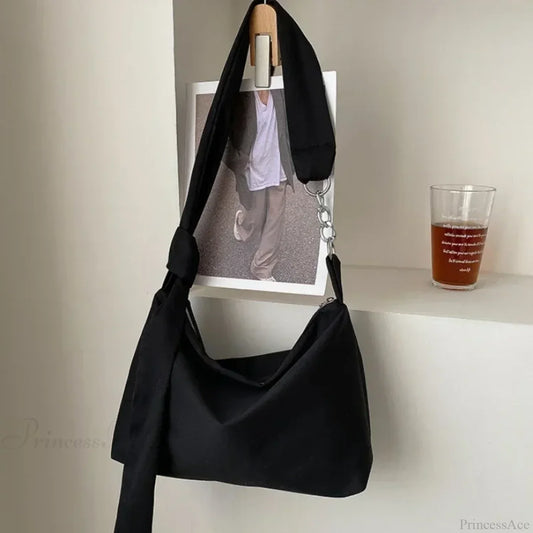 Black Crossbody Shoulder Bag with Chain Black shoulder-250126