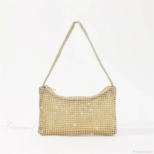 Bling Rhinestone Evening Purse Diamond Shoulder Wedding Party Clutch Gold clutchbag-250126