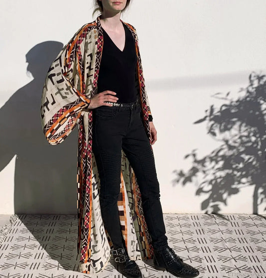 Boho Kimono Rayon Print Bikini Cover Up Loose Summer Dress bohocoverup-250126