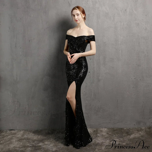 Clara Glitter Off The Graceful Shoulder Split Dress For Prom S.o. Long Dresses