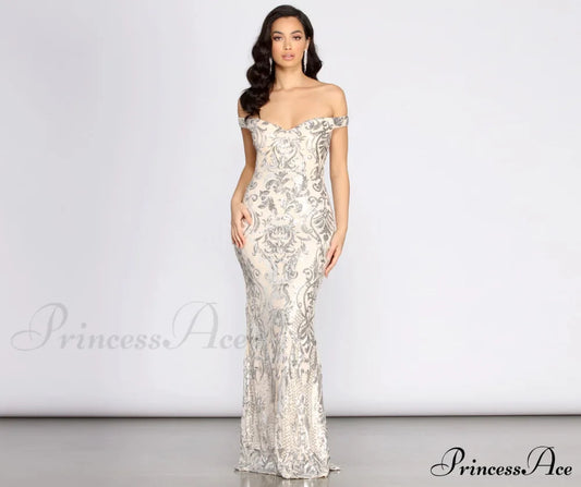 Clara Sequin Off Shoulder Dress - Lady Occasions