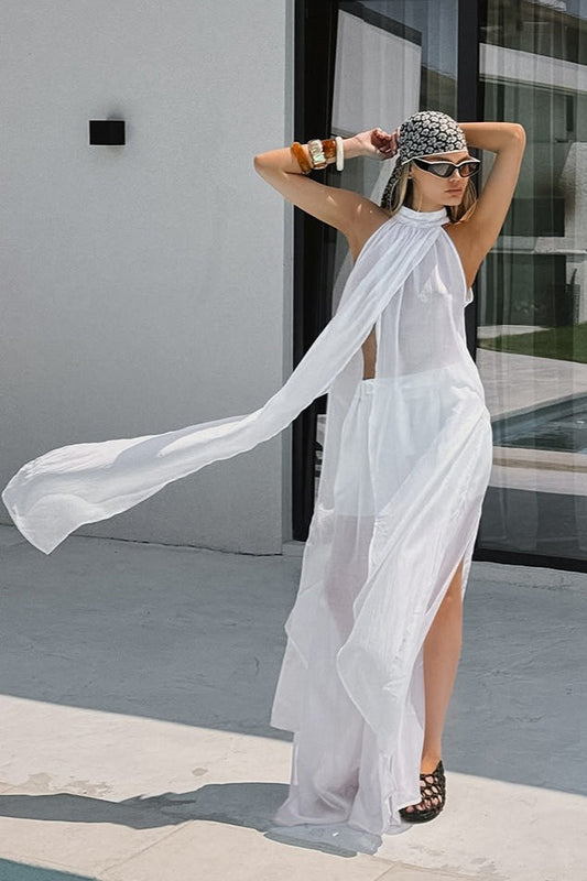 Casual Flowy Tencel Sleeveless Halter Two Piece Set