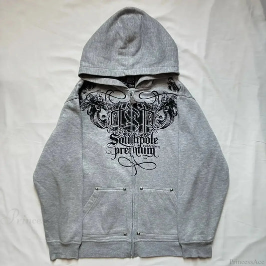 Dark Skull Print Oversized Hoodie