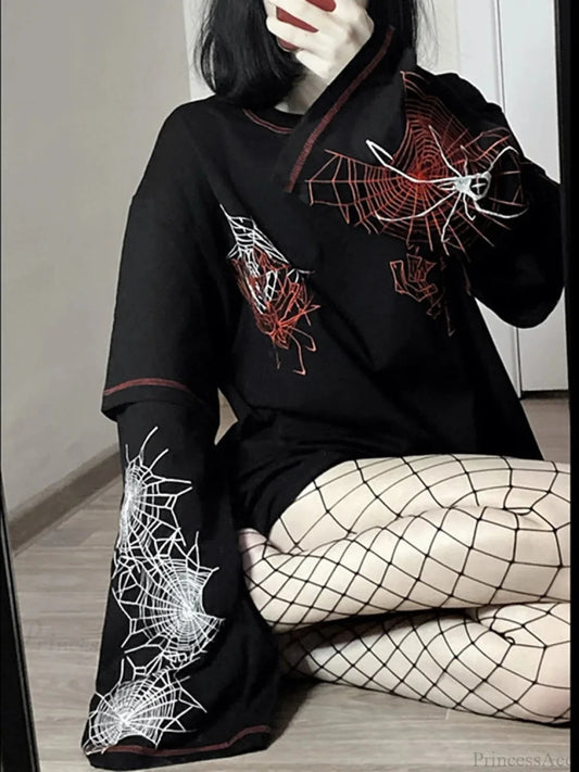 Dark Slender Fit Extended Sleeve Hooded Sweatshirt