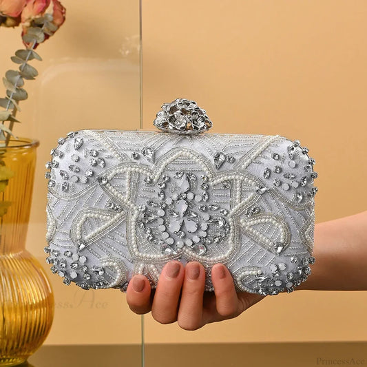 Designer Diamond Evening Crystal Clutch Rhinestone Wedding Party Bag 1065silver clutchbag-250126