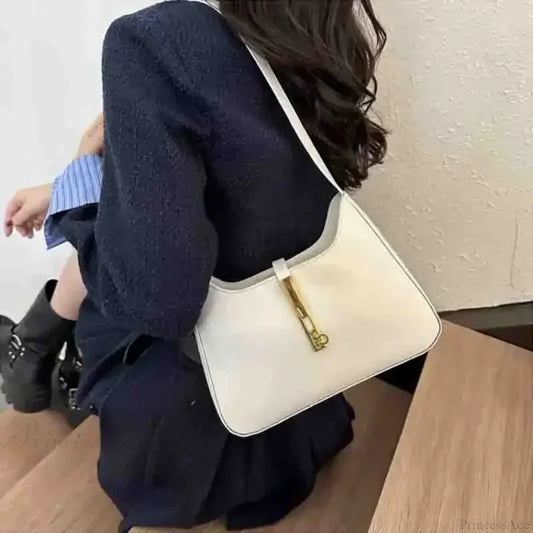 Faux Suede Vintage Commuter Shoulder Bag White / 26.5x6x15.5cm shoulder-250126