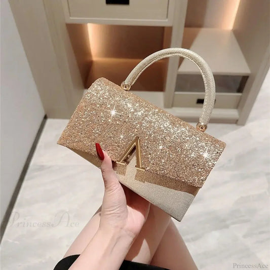 Gold Sequin Fashion Banquet Clutch Bag As Shown clutchbag-250126