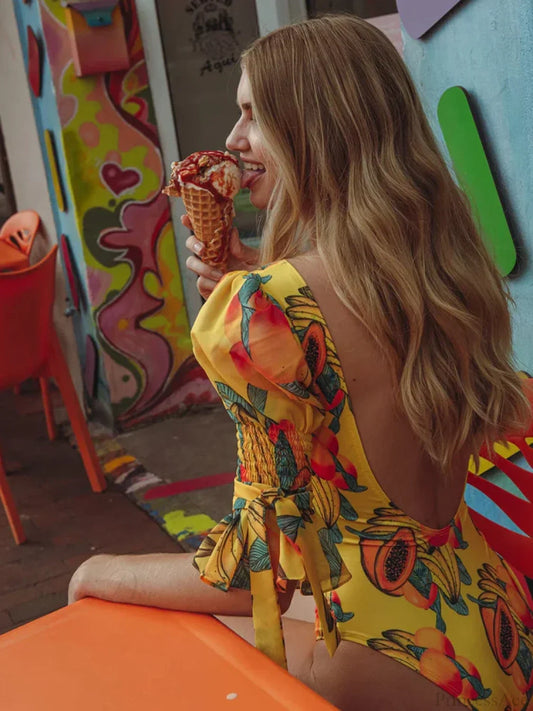 Half Sleeve Monokini Cut-out Swimsuit One Piece onepiece-250223