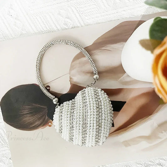 Heart Shape Sparkling Diamond Clutch Bag Silver 5 / Mini(Max Length<20cm) clutchbag-250126