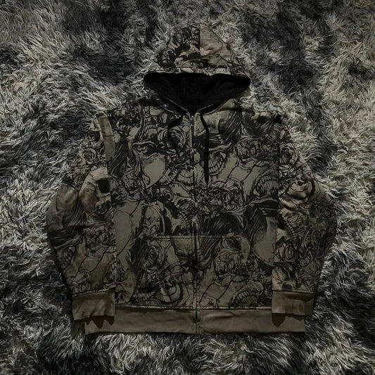 High-Quality Gothic Skull Print Hoodie black 1 / S