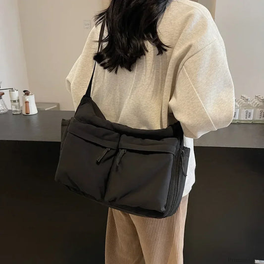 Large Capacity Nylon Waterproof Work Crossbody Black crossbody-250126