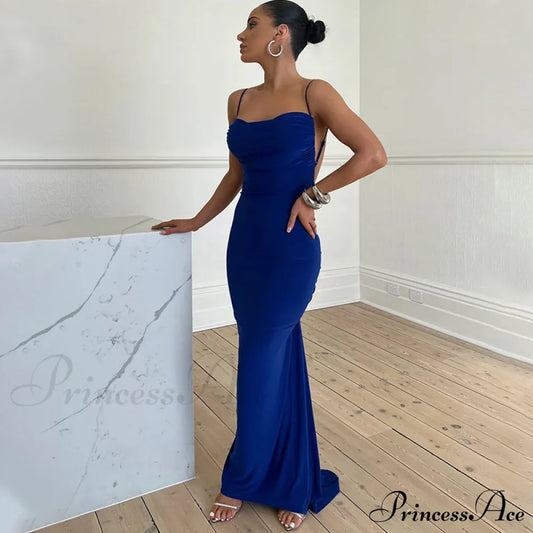 Mikayla Formal Stylish Backless Mermaid Dress Blue / S S.o. Long Dresses