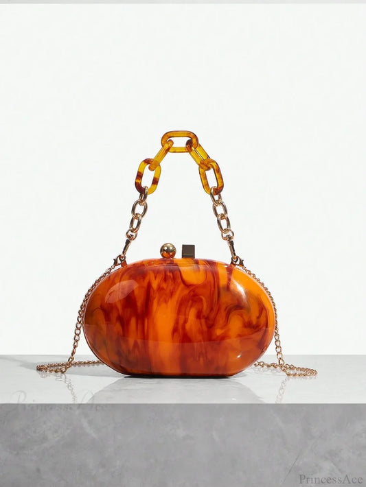 Pearl Brown Orange Acrylic Box Evening Clutch Bag picture show1 clutchbag-250126