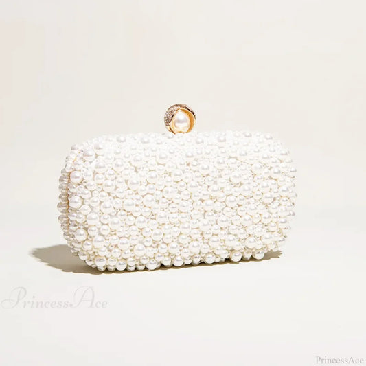 Pearl Crystal Beaded Evening Wristlet Beige wristlet-250126