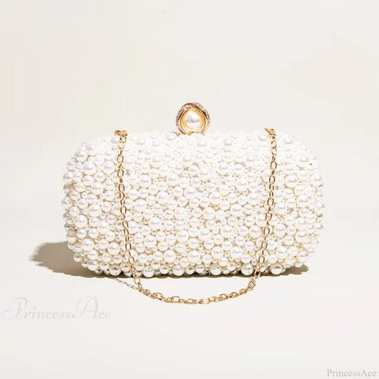 Pearl Crystal Beaded Evening Wristlet Beige wristlet-250126