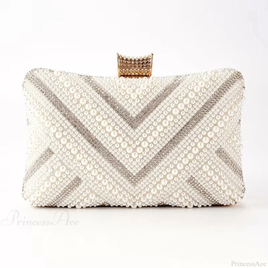 Pearl Diamond Wedding Evening Clutch Wristlet White Diamond wristlet-250126