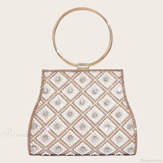 PU Rhinestone Clutch Bag for Women Party Wedding Fashion Gold clutchbag-250126