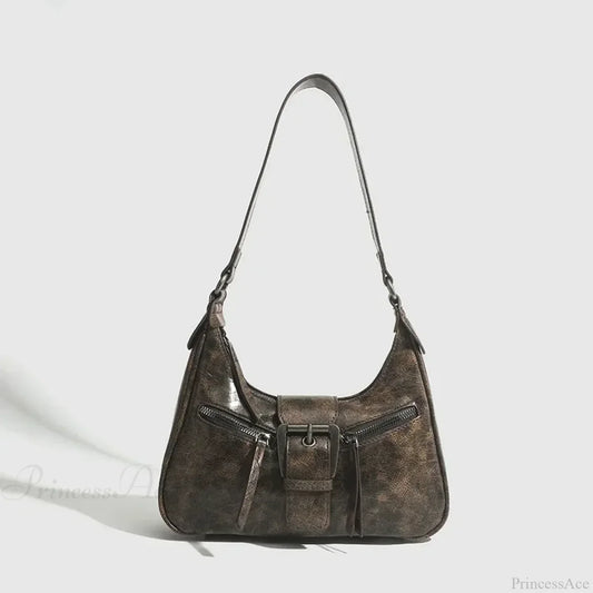 Retro Belt Design PU Leather Shoulder Bag Coffee shoulder-250126