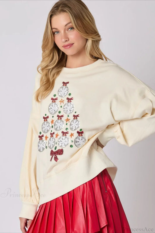 Sequined Crew Neck Pullover Sweater
