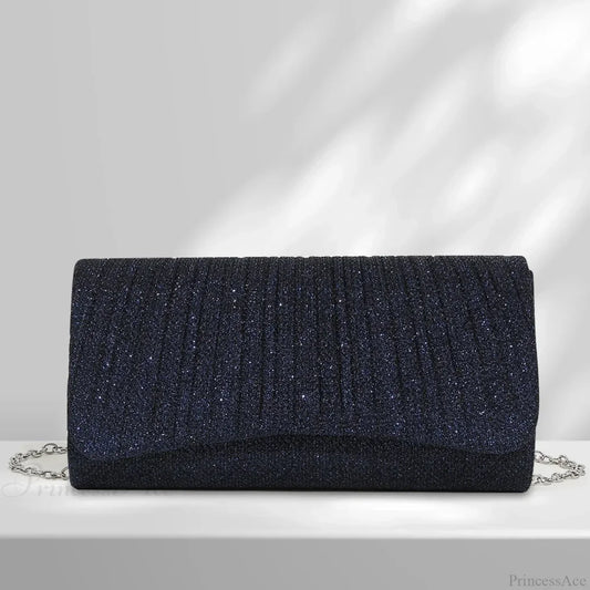 Shiny Wedding Evening Clutch Sling Bag Dark Blue clutchbag-250126