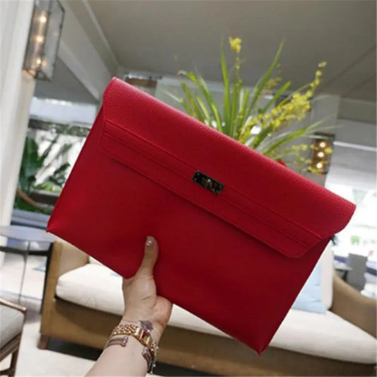 Simple Red PU Leather Envelope Clutch Bag for Women clutchbag-250126