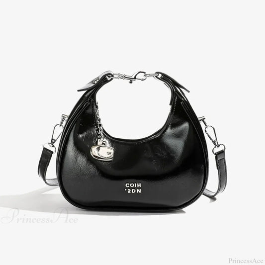 Simple Versatile Solid Color Shoulder Messenger Handbag Black handbag-250126