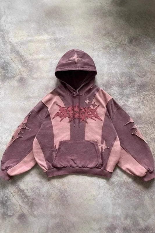 Street Y2K Collage Loose Hoodie Red / S