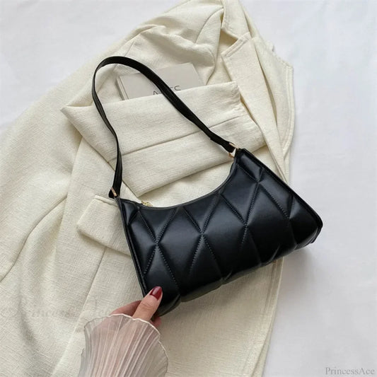 Trendy PU Leather Underarm Shoulder Bag Black shoulder-250126