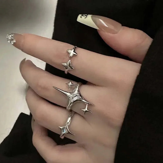 Unpredictable Cross Star Gothic Ring silver03