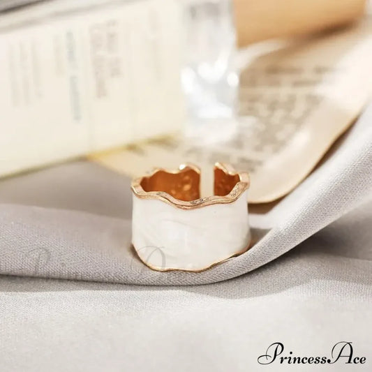 Vintage Enamel Irregular Shape Geometric Adjustable Ring