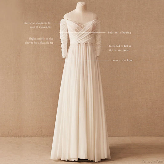 Vintage Off-Shoulder Outdoor Wedding Dress weddingdress-250223