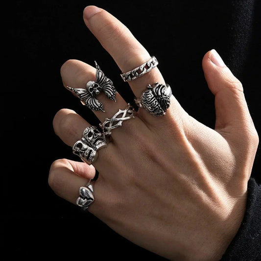 Y2K Rebel Rap Gothic Spider Ring sliver2