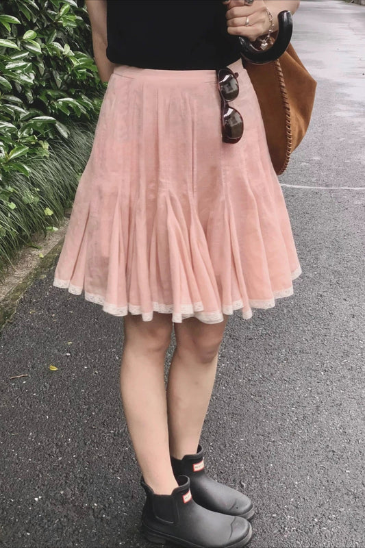 Flowy Smoky Pink Voluminous Princess Mini Skirt