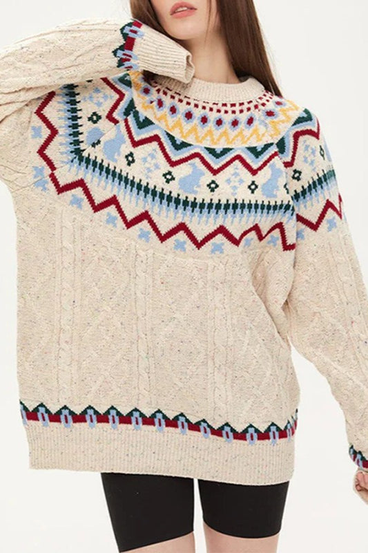 Vintage Crew Neck Knitted Sweater