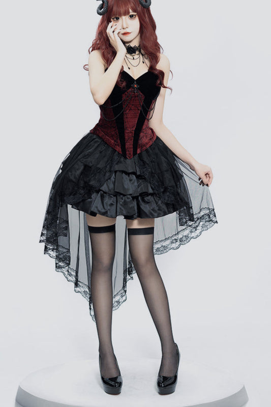 Irregular Mesh Slip Gothic Dress