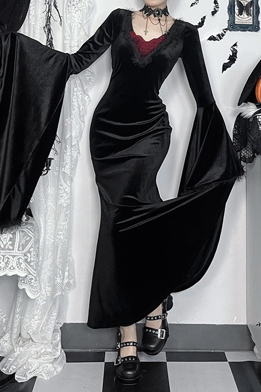 Elegant Open Back Gothic Dress