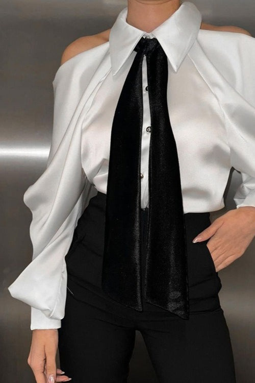 Professional Chic Collared Long Sleeve Blouse