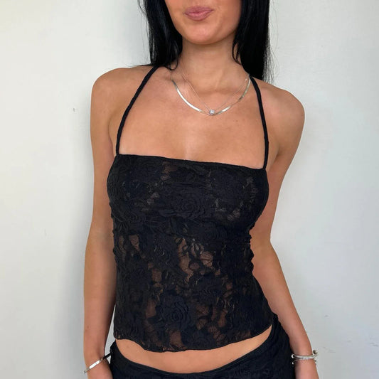 Lace Cross Back Sheer Crop Top