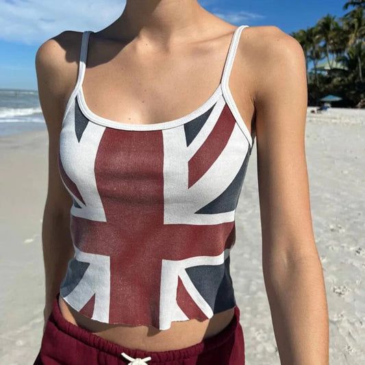 Union Jack Spaghetti Crop Top